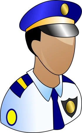 Professional Law Enforcement Officer Stylized Clipart Illustration with Blue Uniform