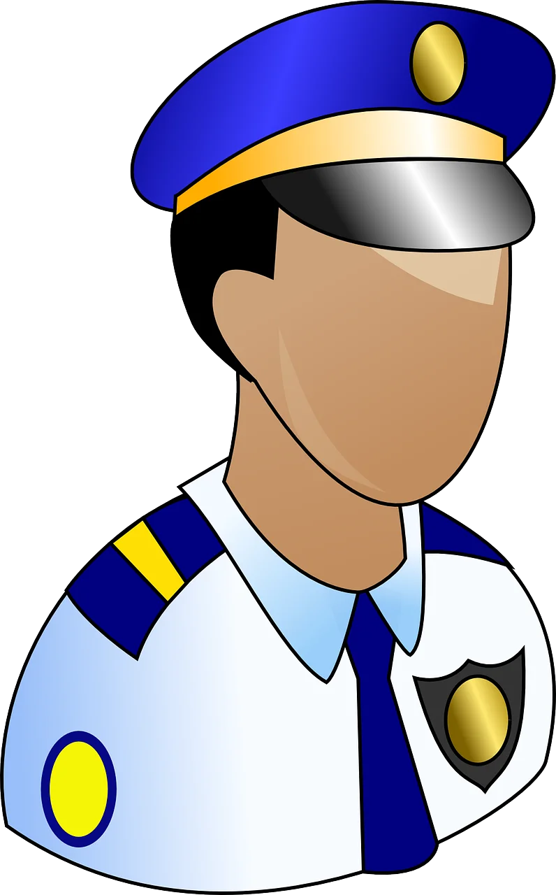 Professional Law Enforcement Officer Stylized Clipart Illustration with Blue Uniform