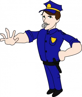 Professional Police Officer Stopping Traffic Hand Gesture Cartoon Clipart Illustration
