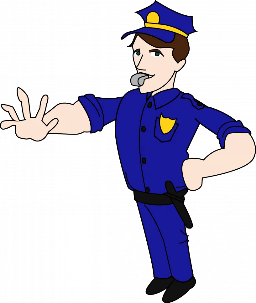 Professional Police Officer Stopping Traffic Hand Gesture Cartoon Clipart Illustration
