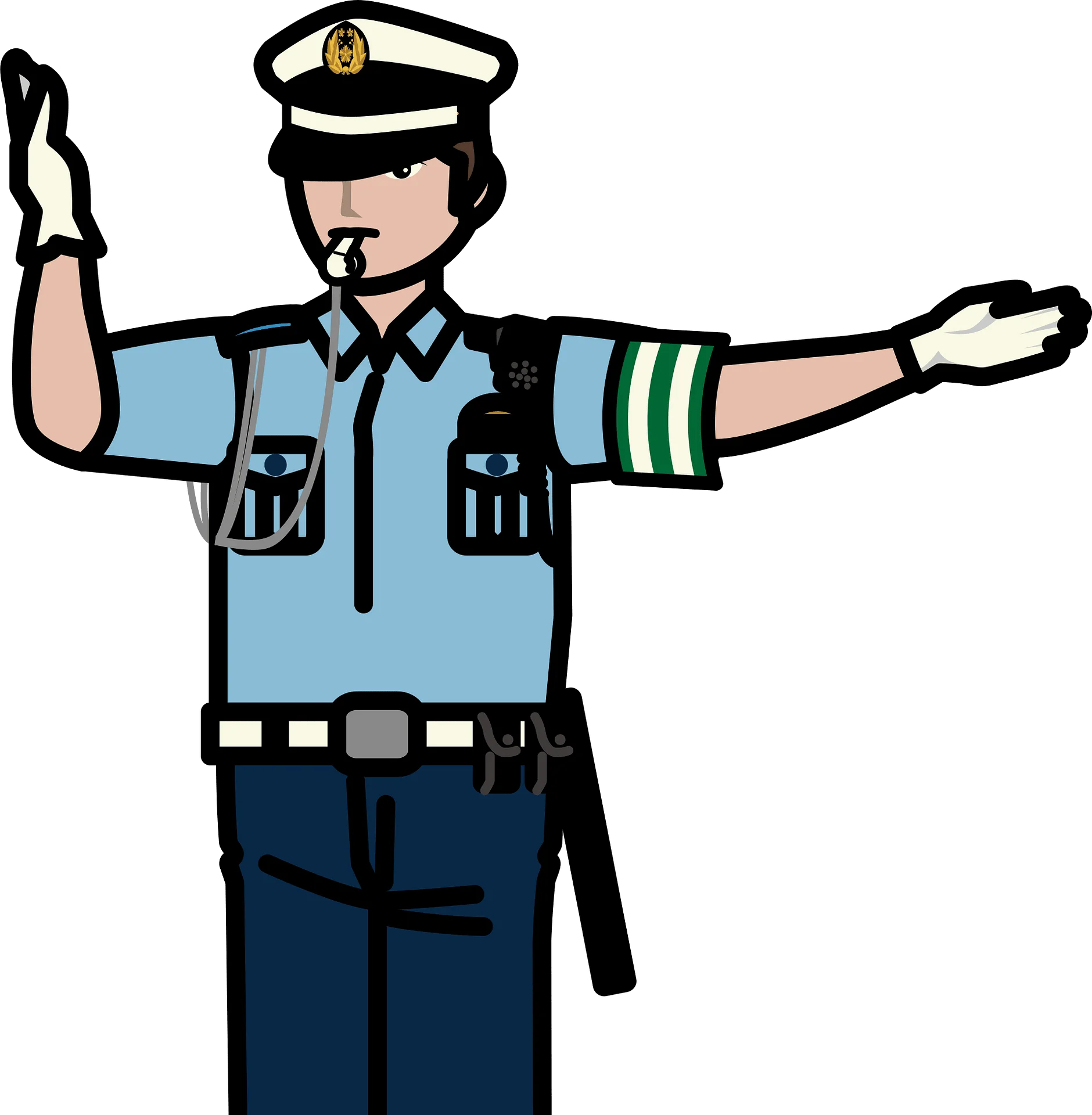 Professional Traffic Police Officer Directing Traffic Cartoon Clipart Illustration