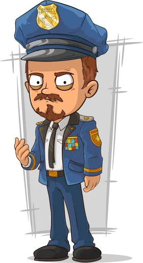 Quirky Cartoon Police Officer Clipart with Unique Expressive Character Design