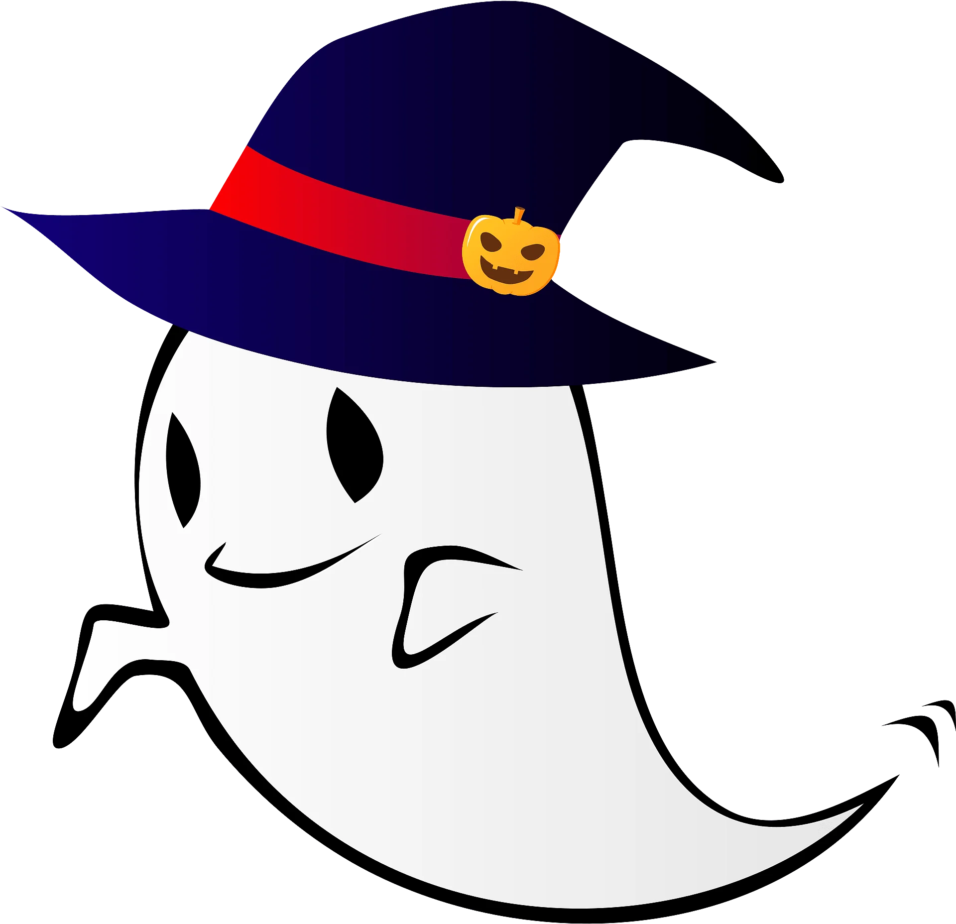 Adorable Ghostly Halloween Companion Wearing a Playful Wizard Clipart