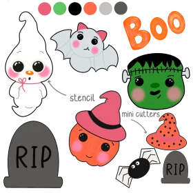 Adorable Halloween Kawaii Clipart Collection of Spooky Cute Characters