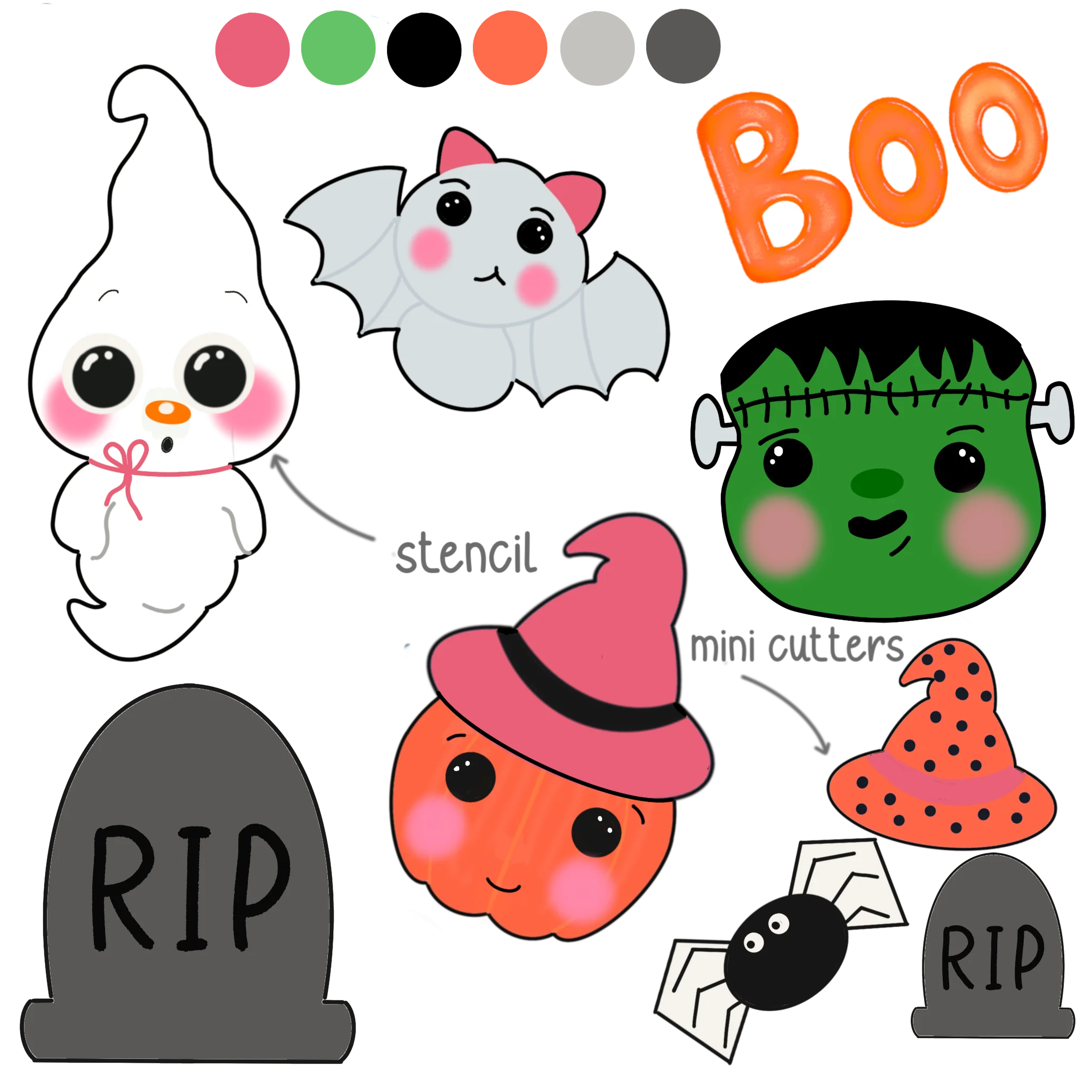 Adorable Halloween Kawaii Clipart Collection of Spooky Cute Characters