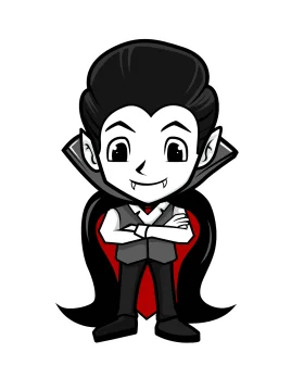 Adorable Vampire Chibi Halloween Clipart: Fangtastic Cartoon Character Design