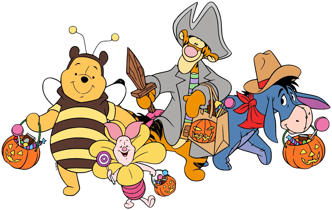 Adorable Winnie the Pooh and Friends Halloween Costume Clipart Adventure