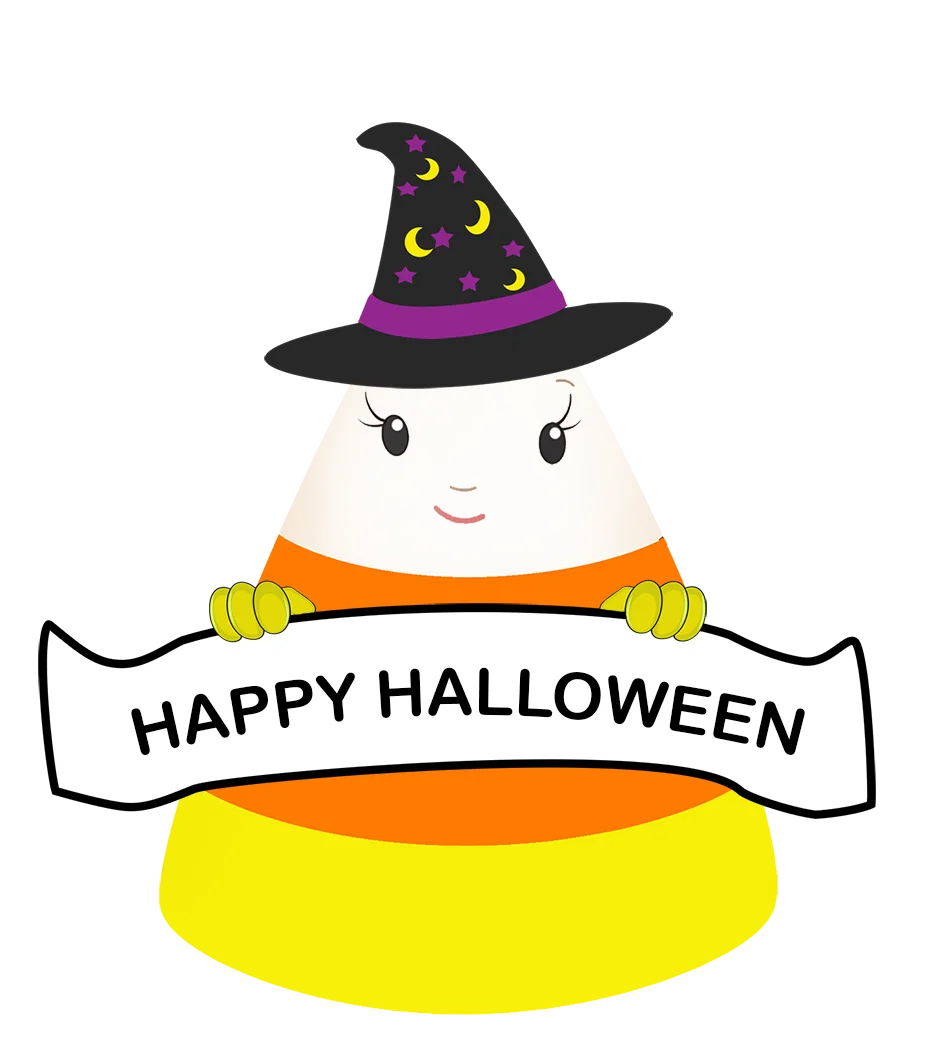 Adorable Witch Hat Candy Corn Character Halloween Festive Clipart Design