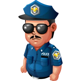 Cartoon Police Officer Clipart with Sunglasses and Professional Demeanor