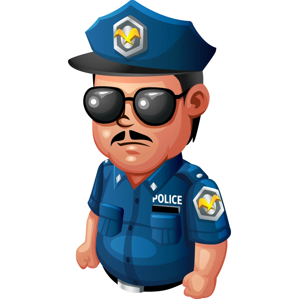 Cartoon Police Officer Clipart with Sunglasses and Professional Demeanor