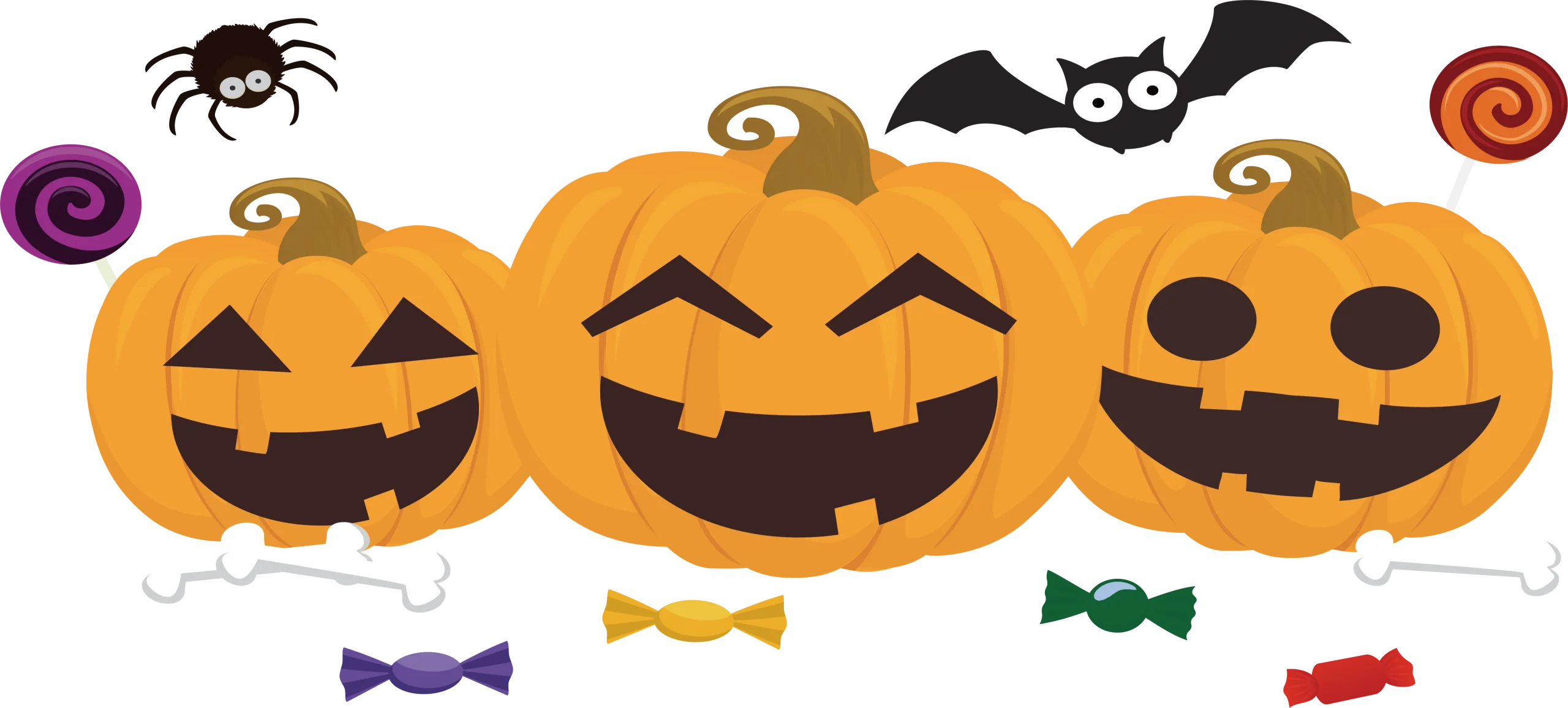 Cheerful Halloween Pumpkin Patch Clipart Collection with Spooky Friends