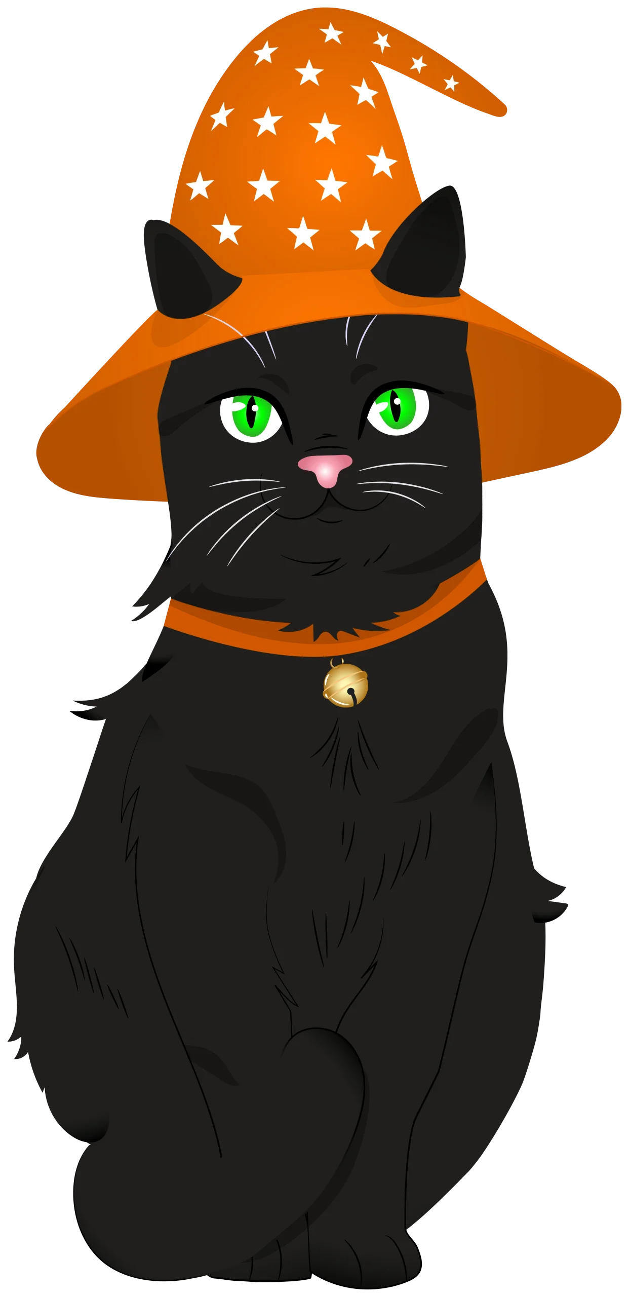 Enchanting Halloween Black Cat Wizard Clipart - Magical Feline Festive Illustration