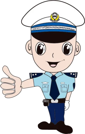 Friendly Police Officer Clipart: Cheerful Law Enforcement Character Giving Thumbs Up