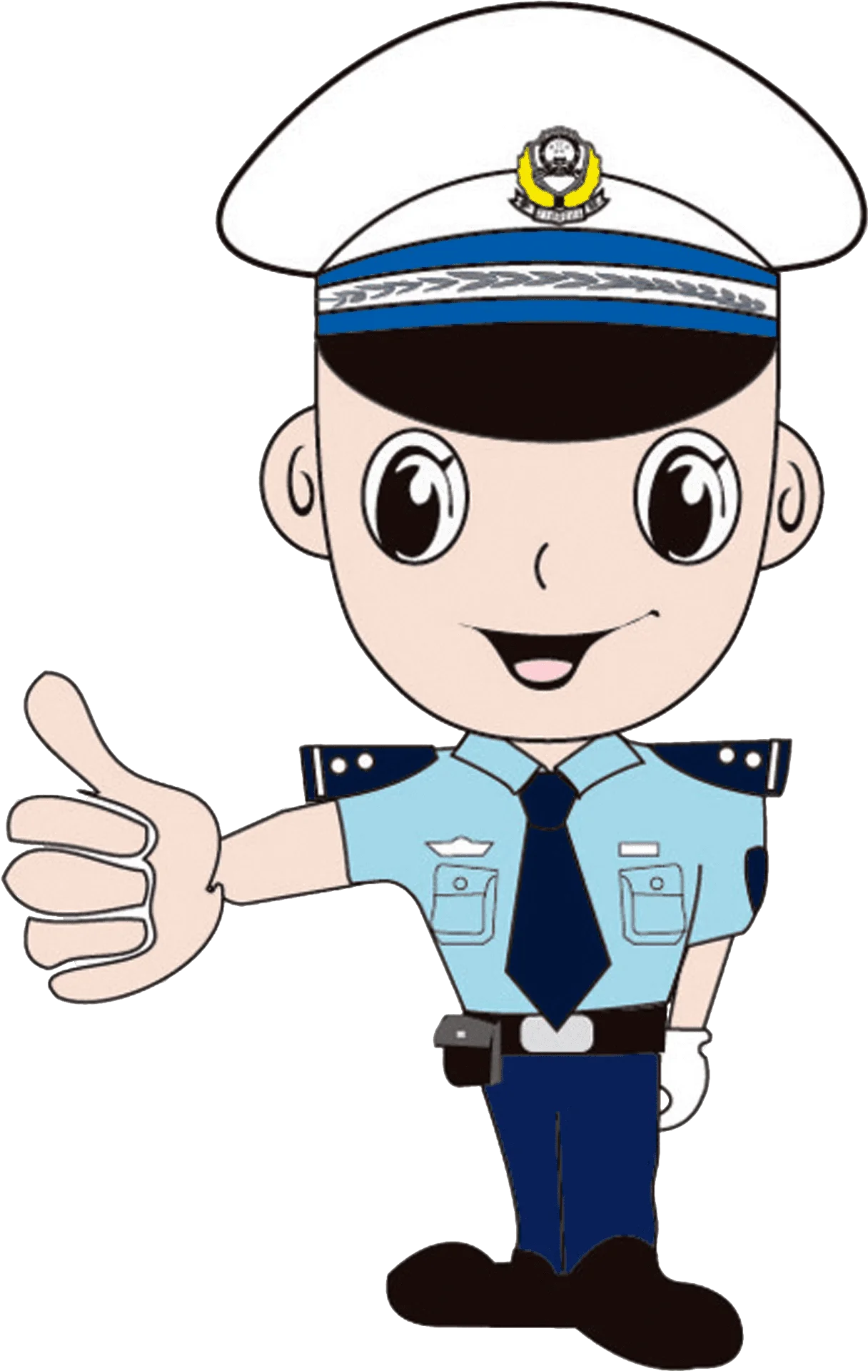 Friendly Police Officer Clipart: Cheerful Law Enforcement Character Giving Thumbs Up