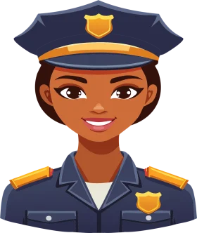 Friendly Professional Female Police Officer Cartoon Clipart Illustration