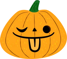 Quirky One-Eyed Jack-o'-Lantern Halloween Pumpkin Clipart with Playful Expression