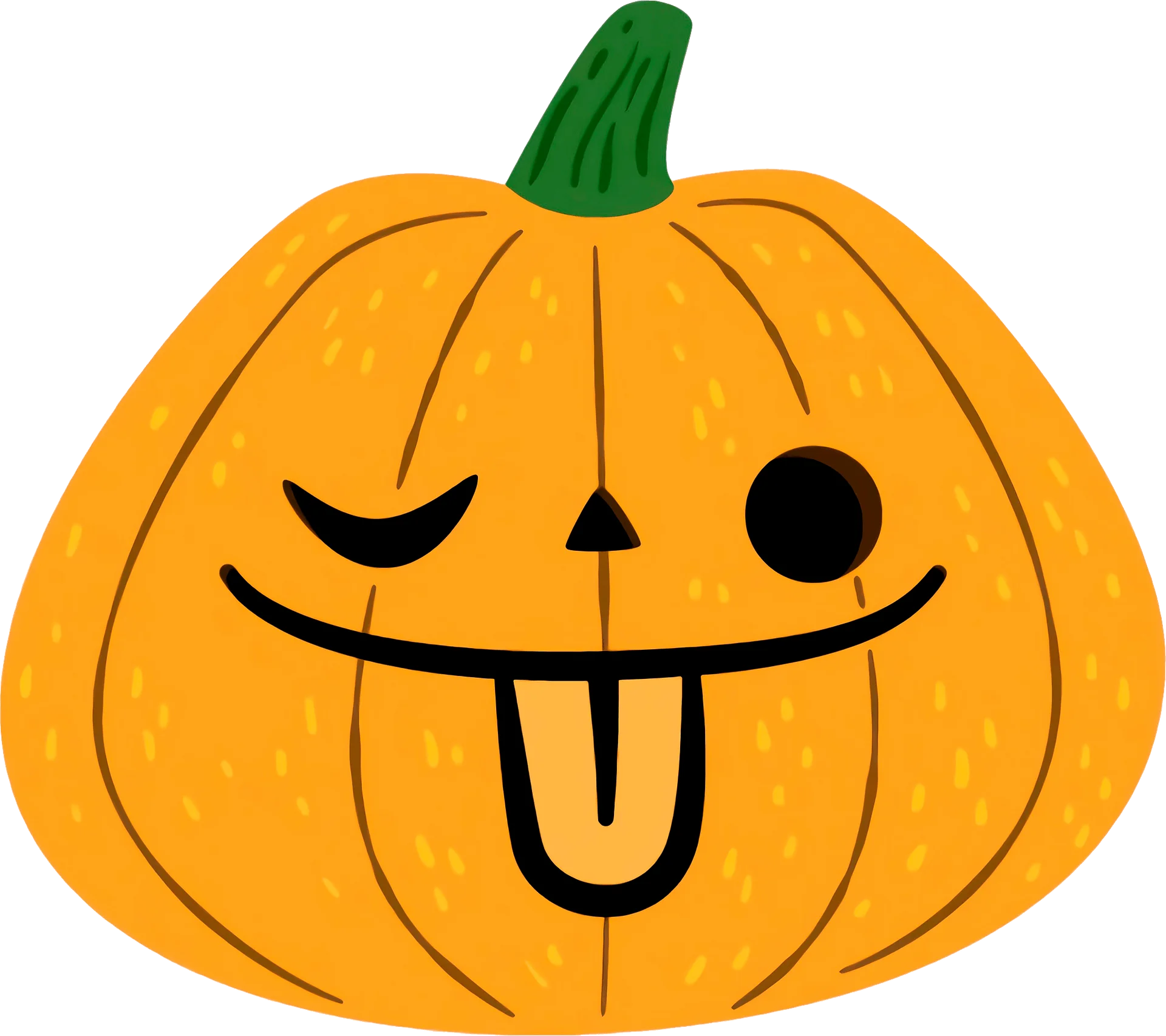 Quirky One-Eyed Jack-o'-Lantern Halloween Pumpkin Clipart with Playful Expression