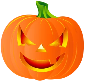 Spooky Jack-o'-Lantern Halloween Clipart with Menacing Grin and Glowing Eyes
