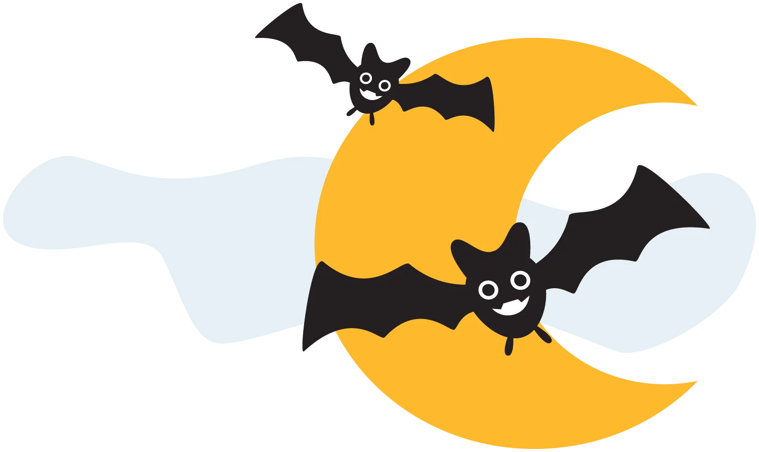 Spooky Silhouette Halloween Bats Dancing Against Moonlit Clipart Design