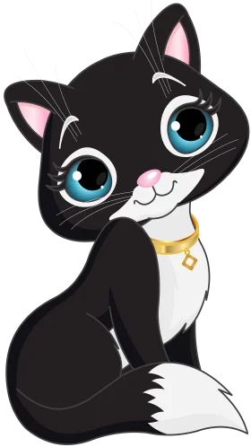 Adorable Black and White Kitten Sitting Pretty Clipart Design