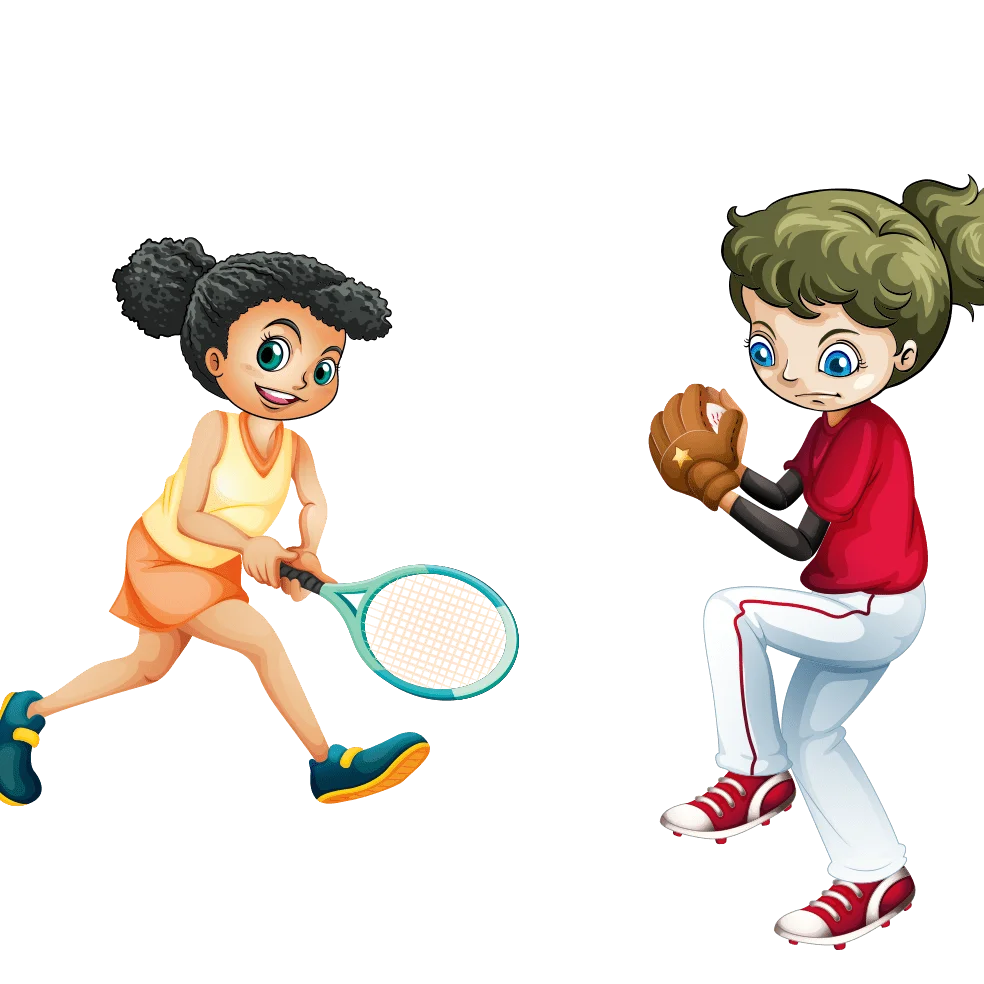 Active Kids Enjoying Sports: A Playful Afterschool Clipart Scene