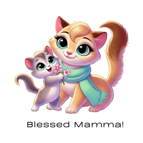 Adorable Cartoon Kittens Embracing in Whimsical Flower Clipart Design