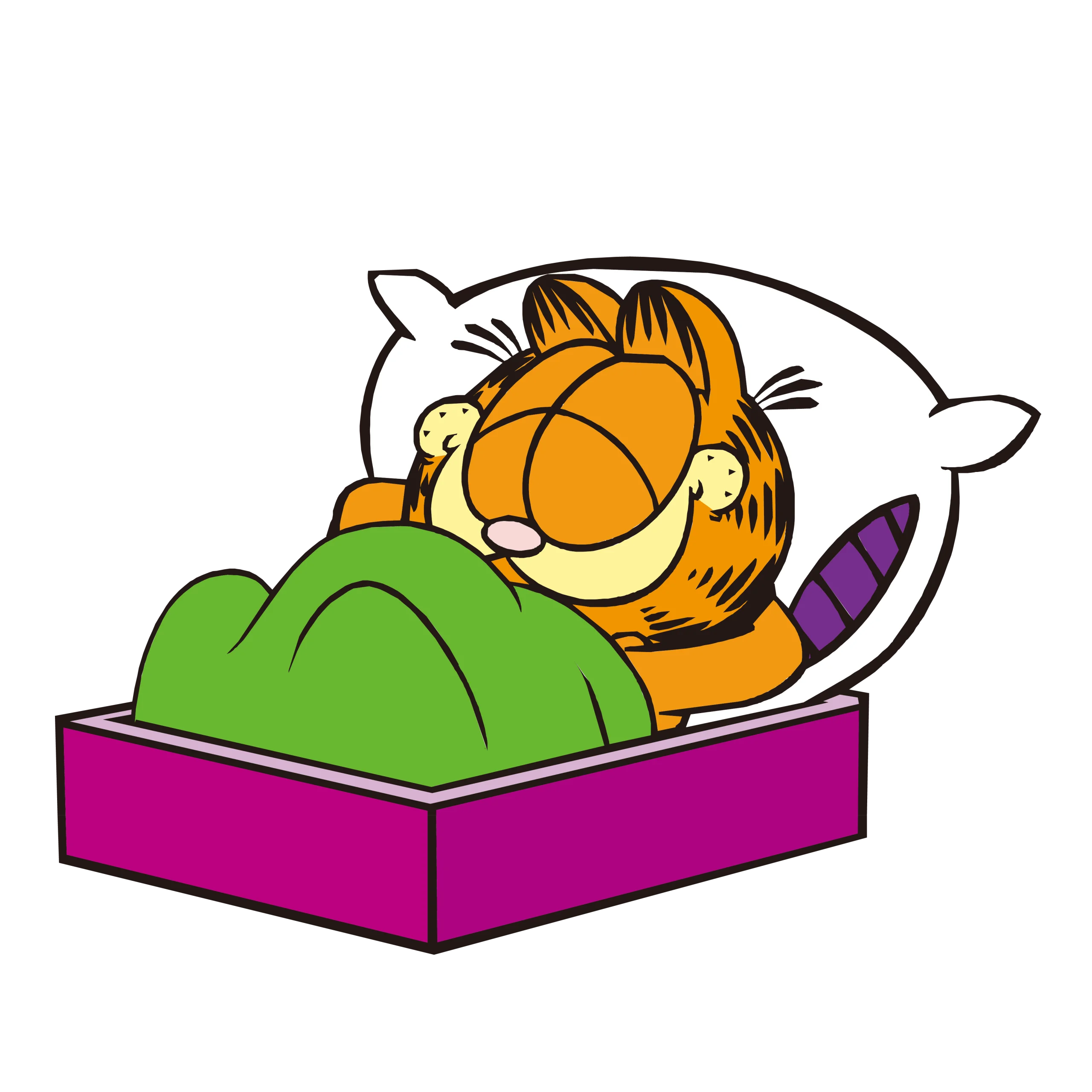 Adorable Garfield the Cat Sleeping Peacefully in Cozy Cartoon Clipart Scene