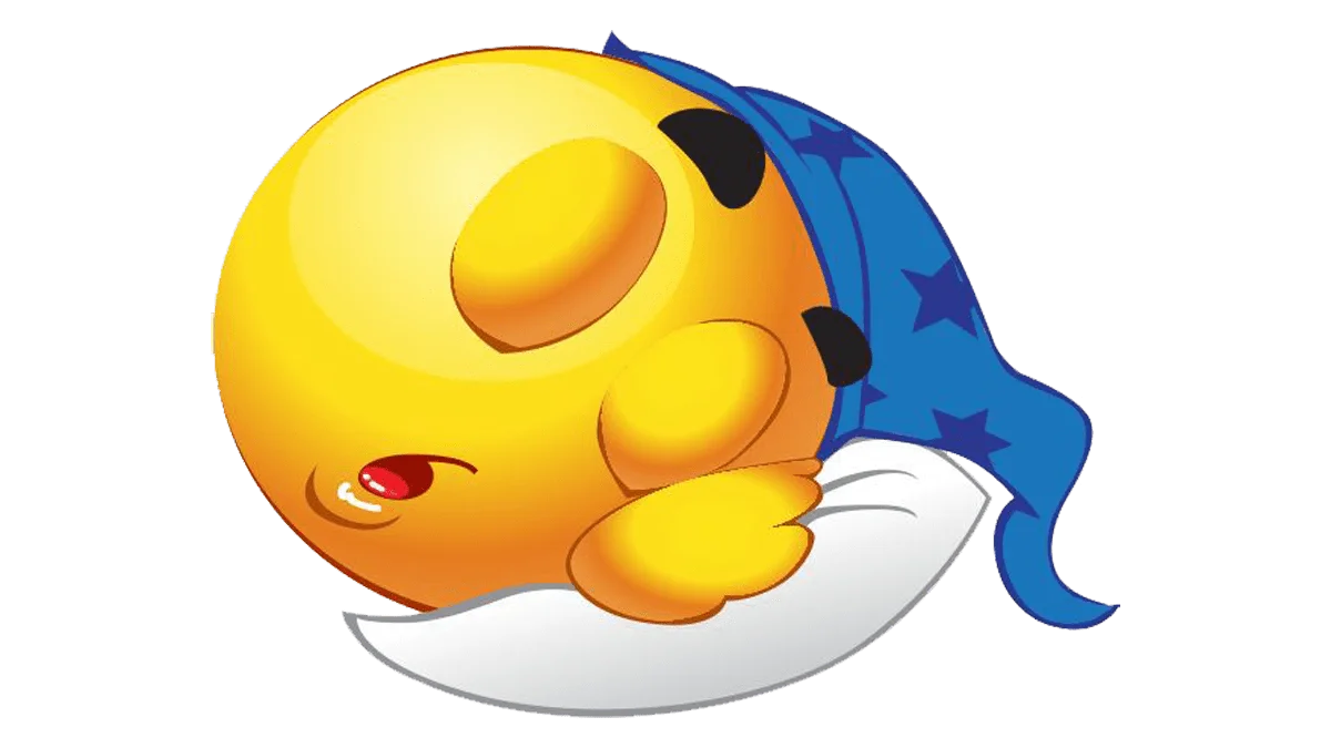 Adorable Sleepy Emoji Character Wearing Blue Nightcap Clipart Illustration