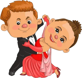 Ballroom Dancing Clipart: Elegant Couple Twirling in Formal Dance Attire