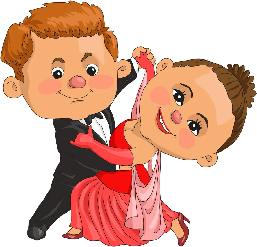 Ballroom Dancing Clipart: Elegant Couple Twirling in Formal Dance Attire