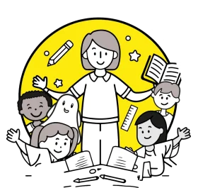 Cheerful Afterschool Learning Adventure Clipart with Enthusiastic Students