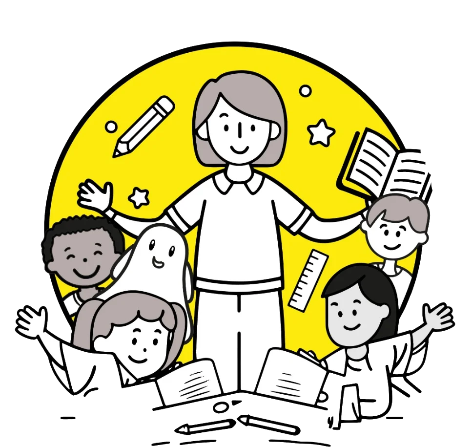 Cheerful Afterschool Learning Adventure Clipart with Enthusiastic Students