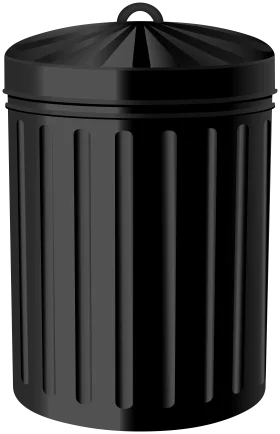 Classic Black Metal Trash Can Clipart - Sleek Urban Waste Container Design