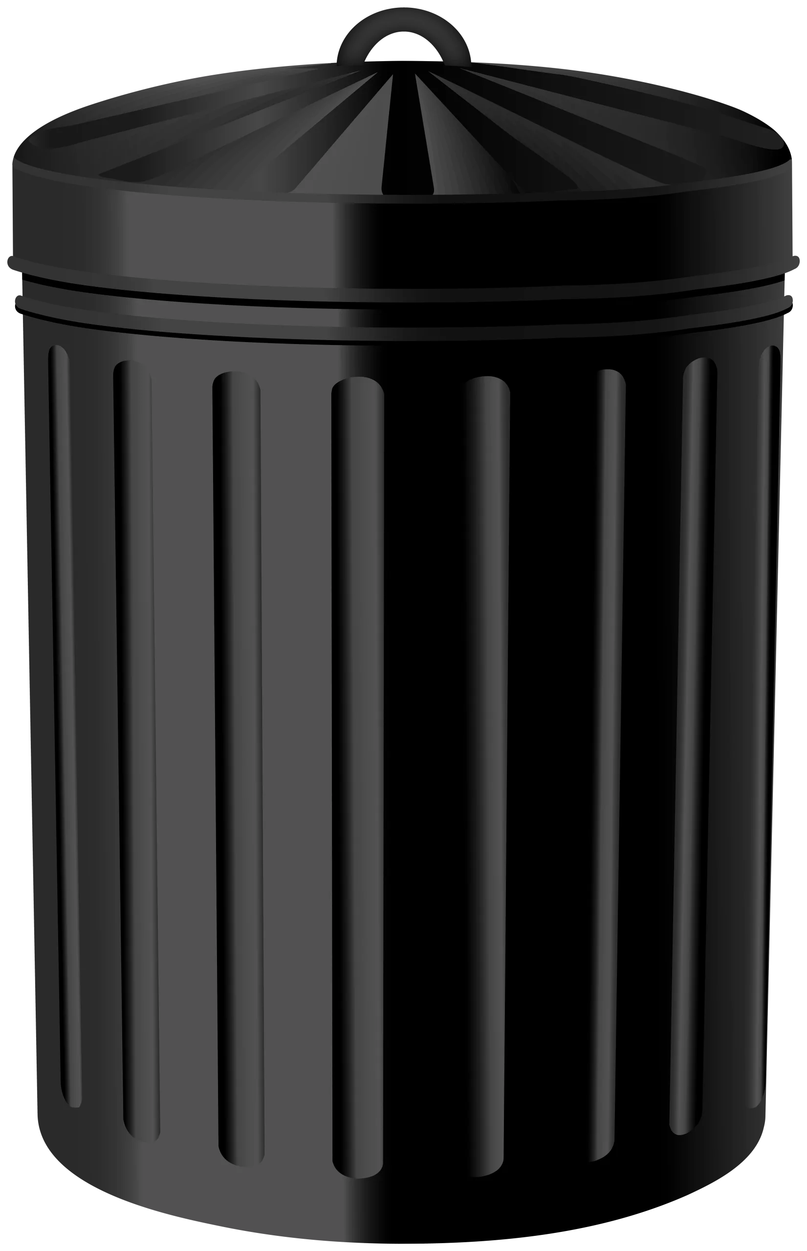 Classic Black Metal Trash Can Clipart - Sleek Urban Waste Container Design