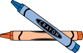 Classic Blue and Orange Crayons Clipart Illustration for Creative Design