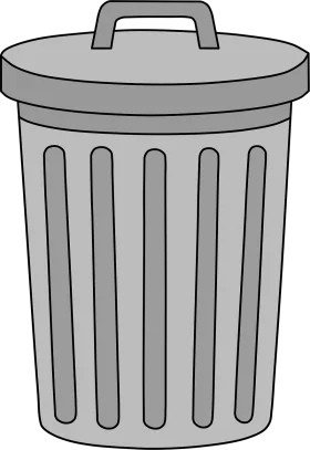 Classic Gray Metal Trash Can Clipart Illustration - Simple Waste Bin Design
