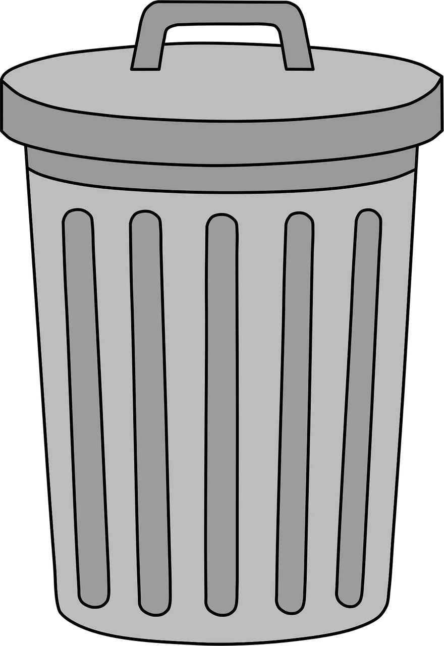 Classic Gray Metal Trash Can Clipart Illustration - Simple Waste Bin Design