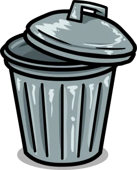 Classic Metal Garbage Bin Clipart Design - Simple Waste Container Illustration