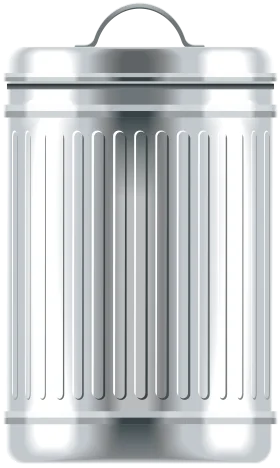 Classic Metallic Urban Trash Can Clipart with Ribbed Cylindrical Design