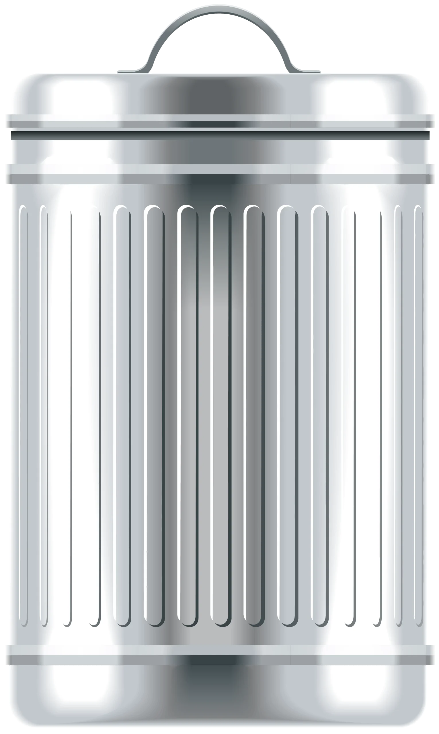 Classic Metallic Urban Trash Can Clipart with Ribbed Cylindrical Design