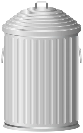 Classic Silver Metal Trash Can Clipart with Ribbed Design and Lid