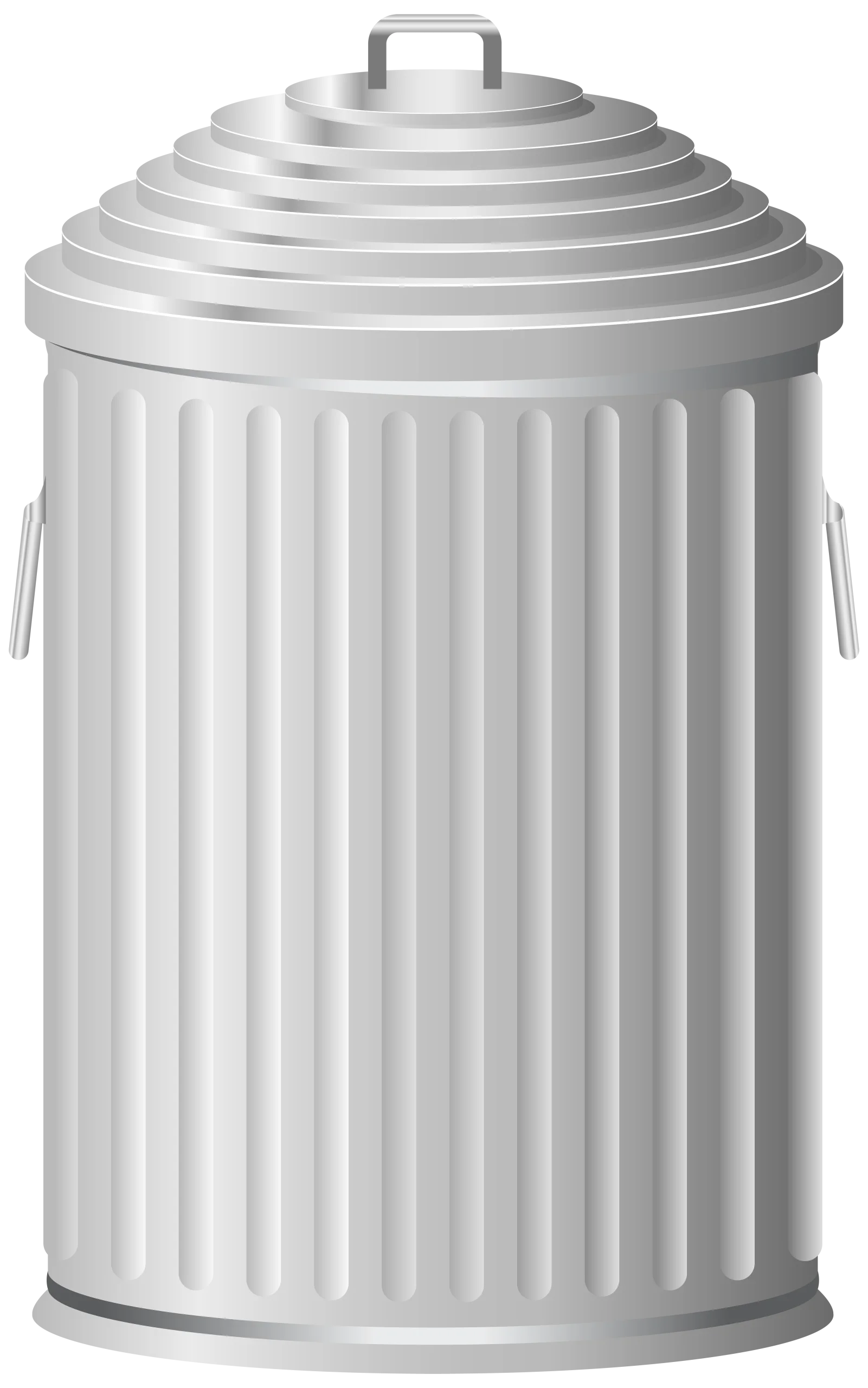 Classic Silver Metal Trash Can Clipart with Ribbed Design and Lid
