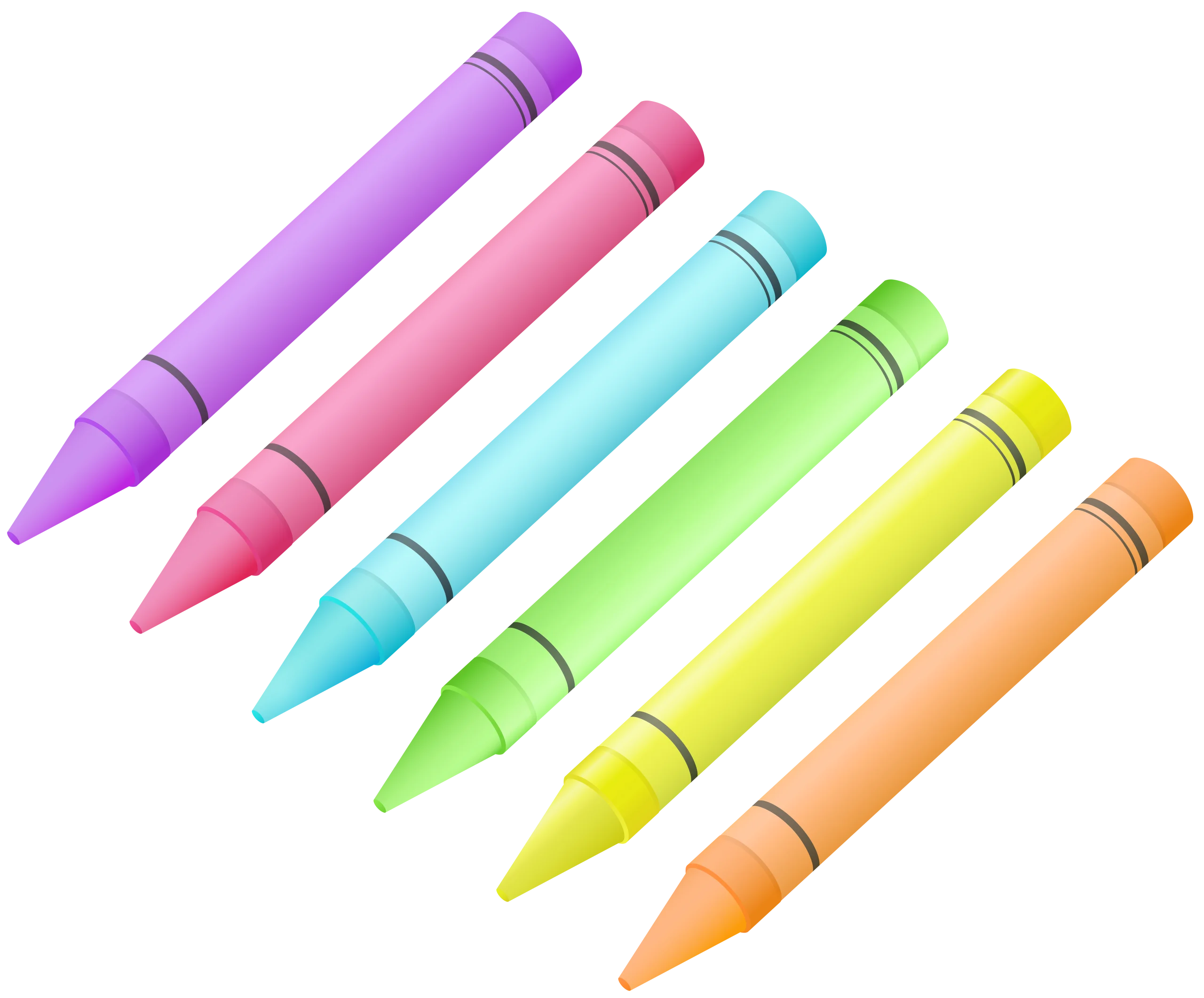 Colorful Kids Crayons Clipart: Pastel Wax Drawing Tools for Creative Art Projects