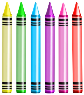 Colorful School Supplies Graphic: Six Brilliant Crayons Clipart Collection