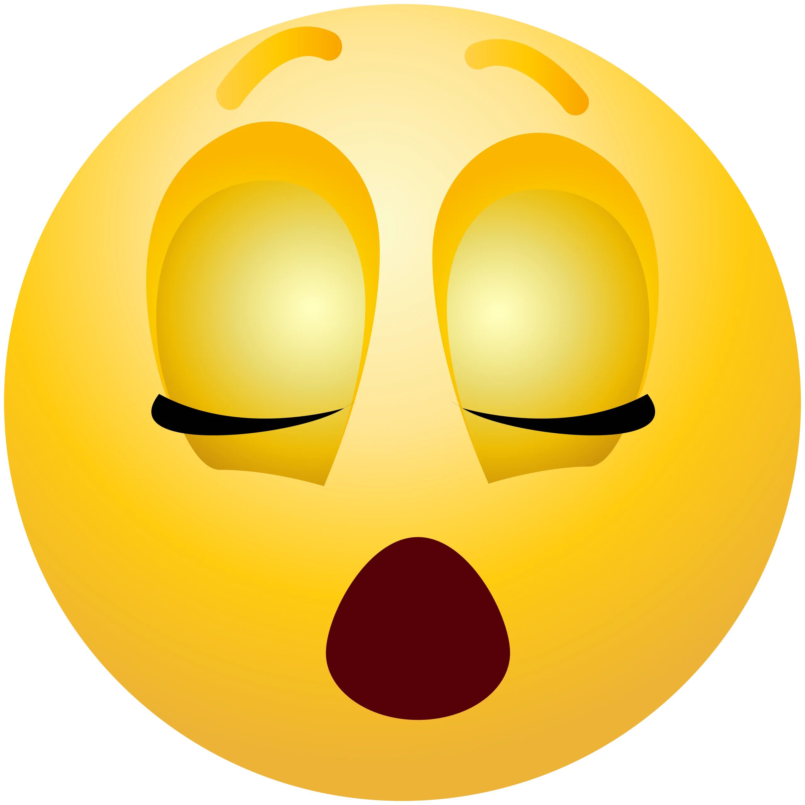 Drowsy Emoji Clipart - Sleepy Yellow Face with Closed Eyes Expressing Exhaustion