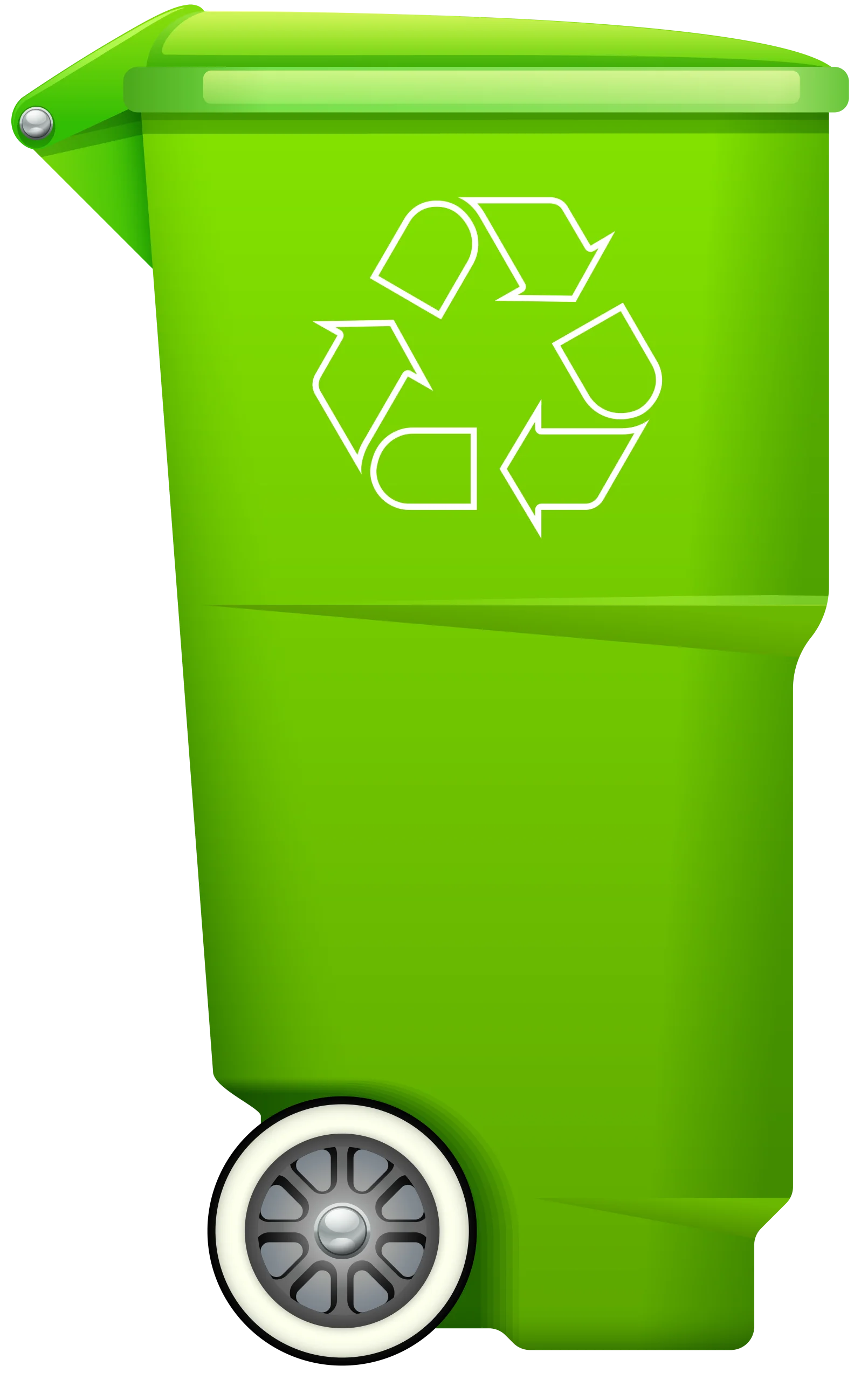 Eco-Friendly Bright Green Recycling Bin Clipart with Universal Recycling Symbol