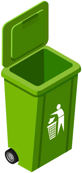 Eco-Friendly Green Waste Bin Clipart with Recycling Symbol and Open Lid
