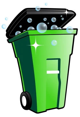 Eco-Friendly Green Wheeled Waste Bin Clipart with Sparkling Clean Design