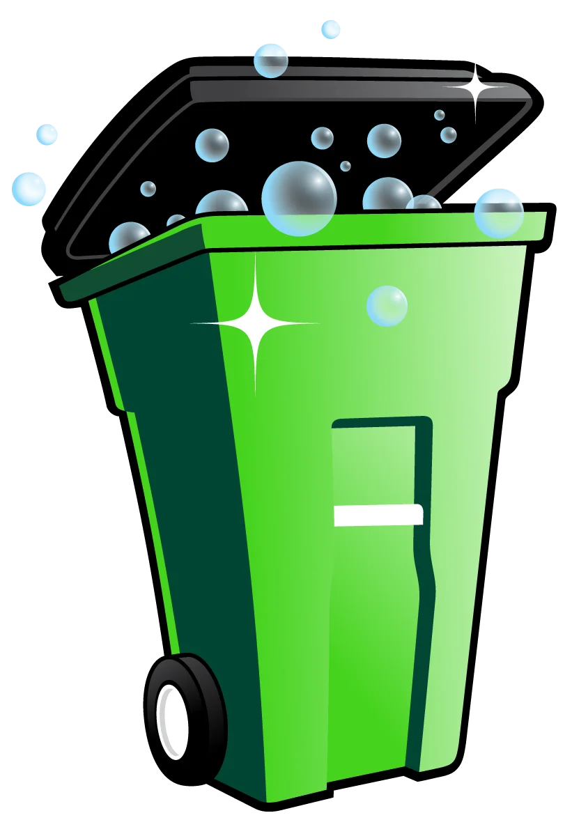 Eco-Friendly Green Wheeled Waste Bin Clipart with Sparkling Clean Design