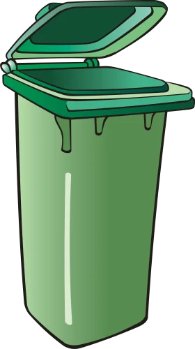 Eco-Friendly Green Wheeled Waste Disposal Bin Clipart Illustration